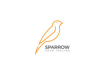 Sparrow silhouette logo, sparrow logo with orange color