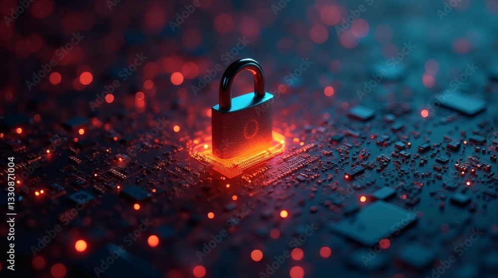 Aufkleber abstract digital security graphic with padlock and digital patterns