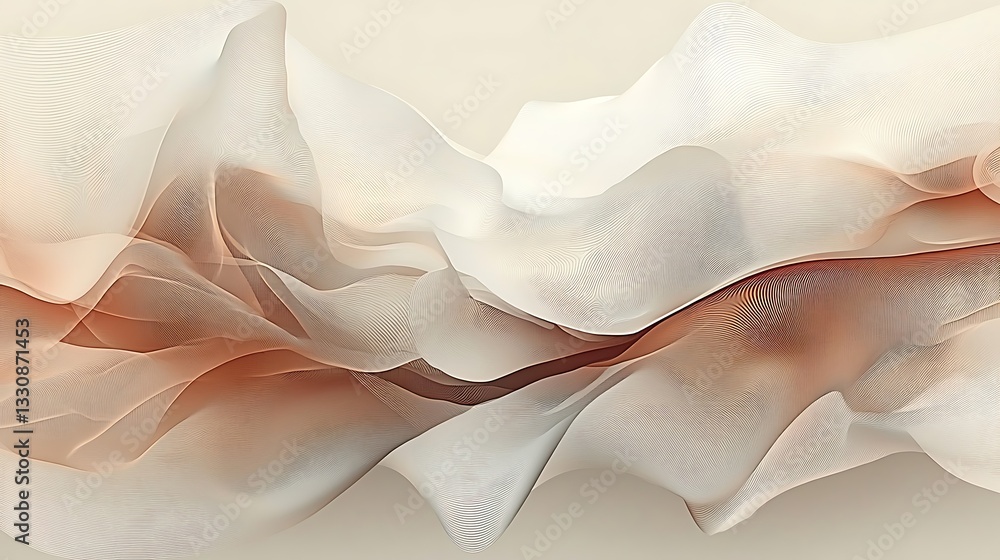 Poster brown abstract background waves on white background, random pattern 3d design, soft texture decorati