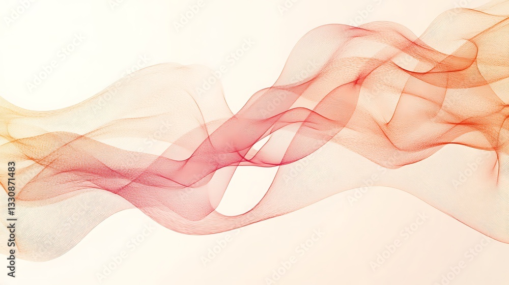 Poster pink abstract background waves on white background, random pattern 3d design