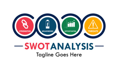 SWOT analysis business strategy management, business plan logo template illustration