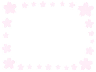 クレヨンで描いた桜の花のシンプルフレーム