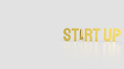 The Gold Start up and Rocket for Business concept 3d Rendering.