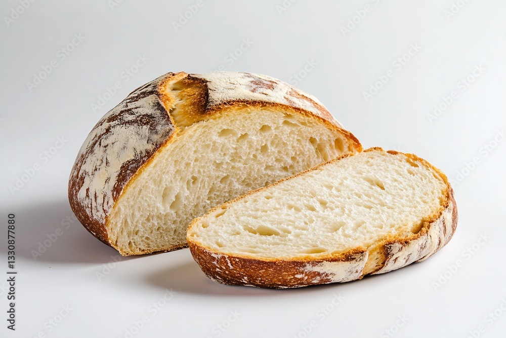 Poster artisan bread loaf with beautiful crust and soft inside perfectly sliced for serving : generative ai
