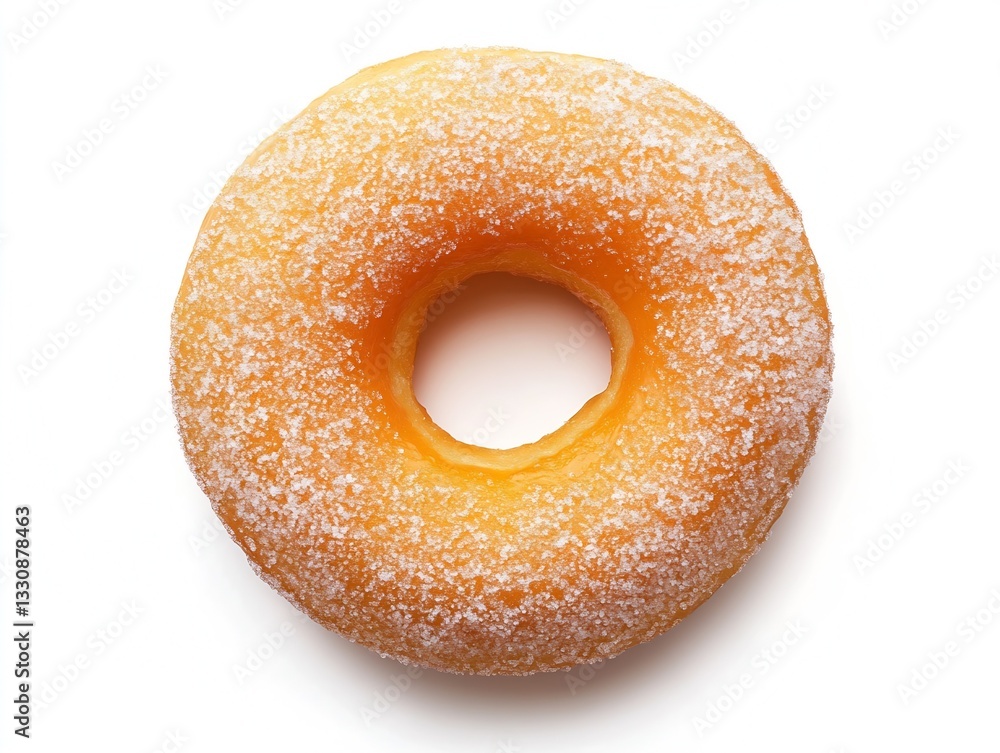 Poster golden sugar sprinkled donut with a perfect ring shape and soft texture : generative ai