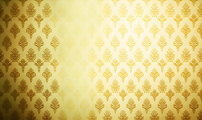 Elegant gold damask pattern wallpaper texture background, perfect for design projects needing a luxurious and vintage feel.