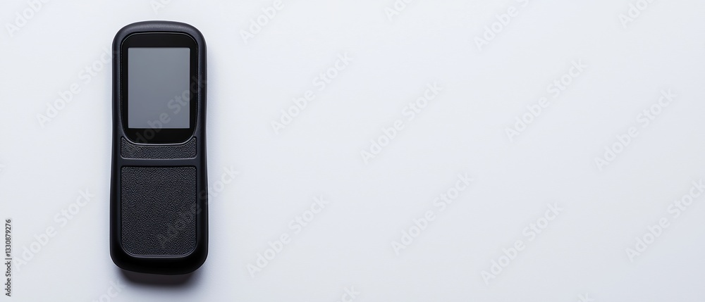 Poster radiation monitoring emergency concepts. old-style mobile phone on a plain background.