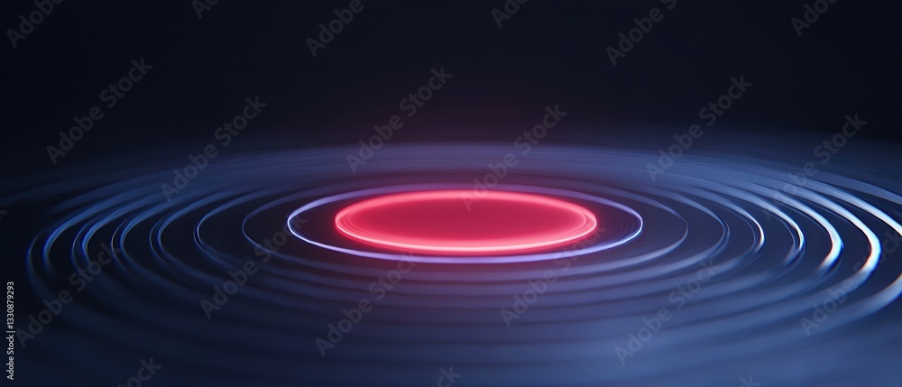 Poster radiation monitoring emergency concepts. red circle emitting ripples in a dark background.