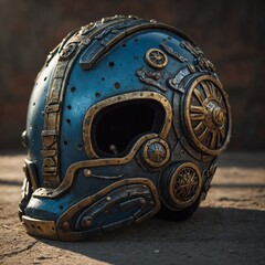 A cartoon-themed helmet with exaggerated features.