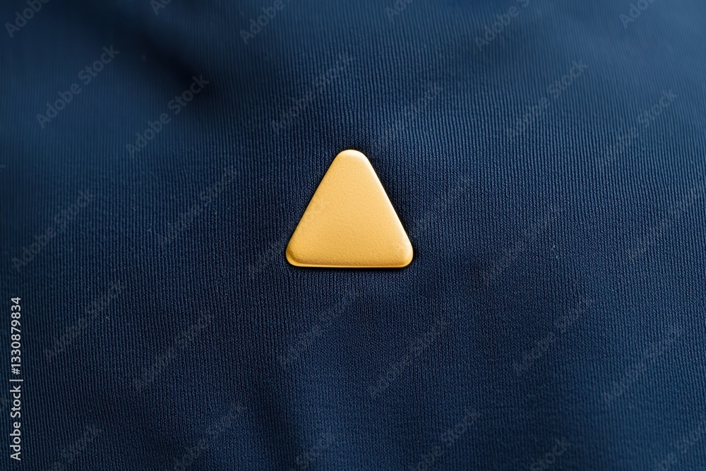 Poster radiation monitoring emergency concepts. golden triangular shape on dark textured fabric.