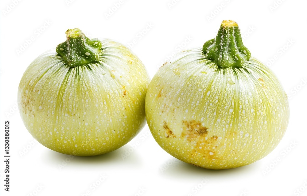 Poster two fresh zucchini with unique patterns perfect for culinary creations and recipes : generative ai