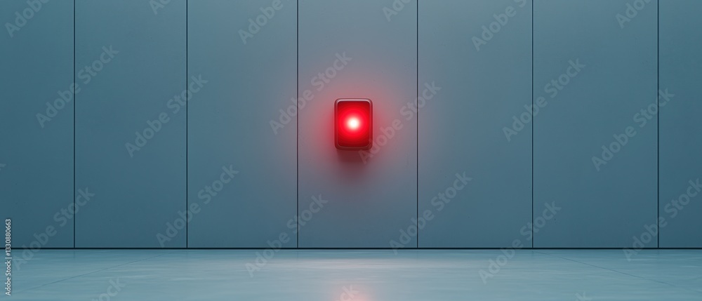 Poster radiation monitoring emergency concepts. red emergency light on a minimalist wall in a modern settin