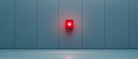 Radiation Monitoring Emergency Concepts. Red emergency light on a minimalist wall in a modern setting.