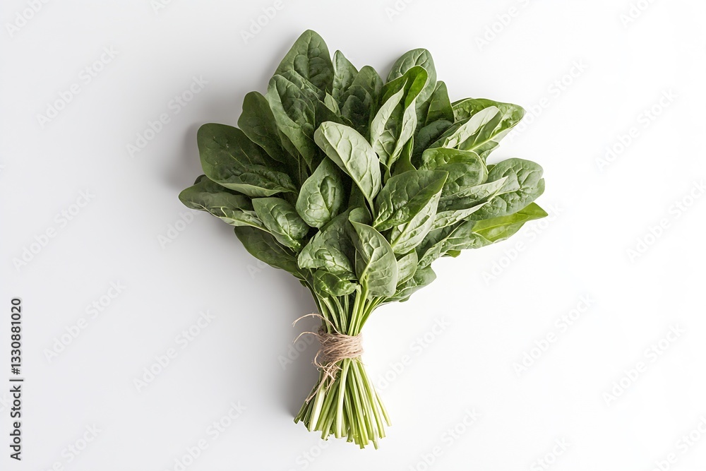 Poster bountiful bunch of spinach tied with natural twine for farm to table recipes : generative ai
