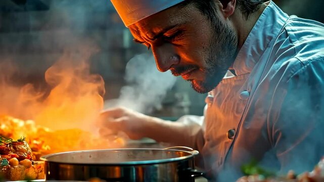 Culinary Artistry: A Chef's Intense Focus on Flavor