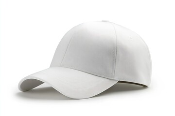 Fototapeta premium Single white baseball cap positioned elegantly on a white background representing modern sports fashion : Generative AI