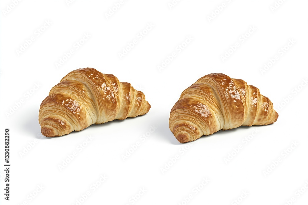 Poster golden crispy croissants arranged on a minimalist background enhancing their buttery texture and war