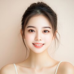 Fototapeta premium Beautiful young woman portrait, clean skin.
