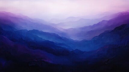 Fototapeta premium Serene and Ethereal Landscape with Soft Purple and Blue Hues Over Rolling Mountain Range at Dusk