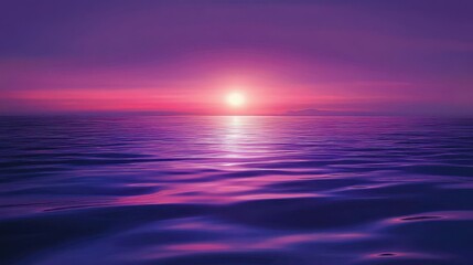 Obraz premium Serene Ocean Sunset with Soft Purple Hues Reflecting on Calm Water Under a Dazzling Sky at Dusk for Peaceful and Tranquil Imagery
