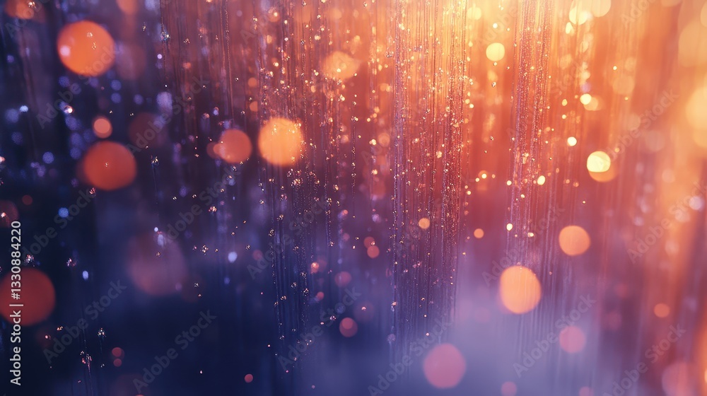 Poster abstract background of colorful bokeh lights with water droplets and blurred soft textures for creat