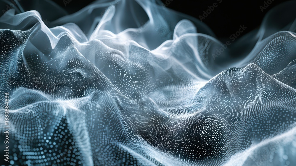 Fototapete ethereal abstract waves of light and texture in soft focus representing digital art and technology c