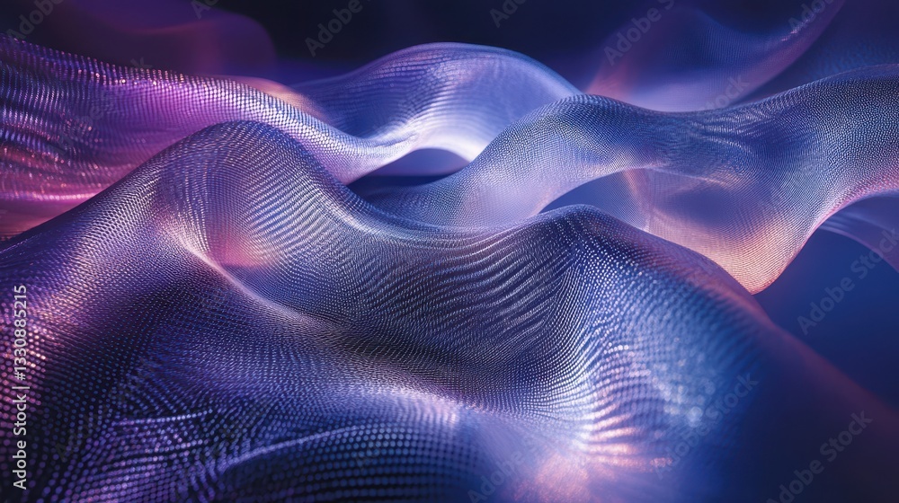 Fototapete Abstract Digital Waves with Flowing Light Patterns in Vibrant Colors for Modern Background or Technology Design Use