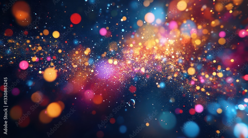 Poster colorful abstract background with bokeh lights and starry effects perfect for creative projects and 