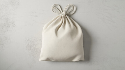 mockup realistic white drawstring bag display