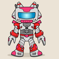 Futuristic Cartoon robotic character detailed robot for tech-themed designs, chatbot concepts, and playful AI-related projects Electronic equipment and humanoid animation concept