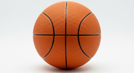 Fototapeta premium Brightly lit orange basketball rests perfectly centered against a stark white background.. AI Generated