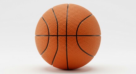 Fototapeta premium Studio shot shows perfectly round orange basketball under soft even light. AI Generated