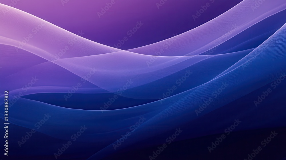Aufkleber soft flowing waves in gradient shades of purple and blue create a calming and peaceful abstract back