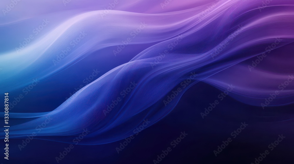 Poster fluid abstract background with elegant waves and gradients in shades of purple and blue for creative