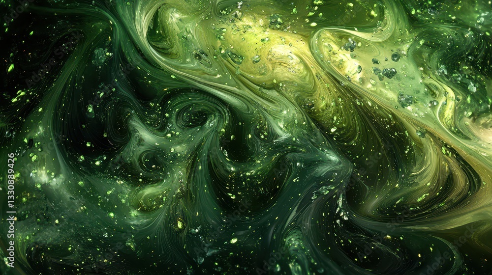Aufkleber swirling green abstract pattern with vivid textures and shimmering particles capturing the essence o
