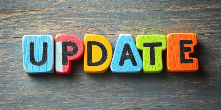 Creative update announcement digital platform graphic design professional environment close-up view dynamic concept