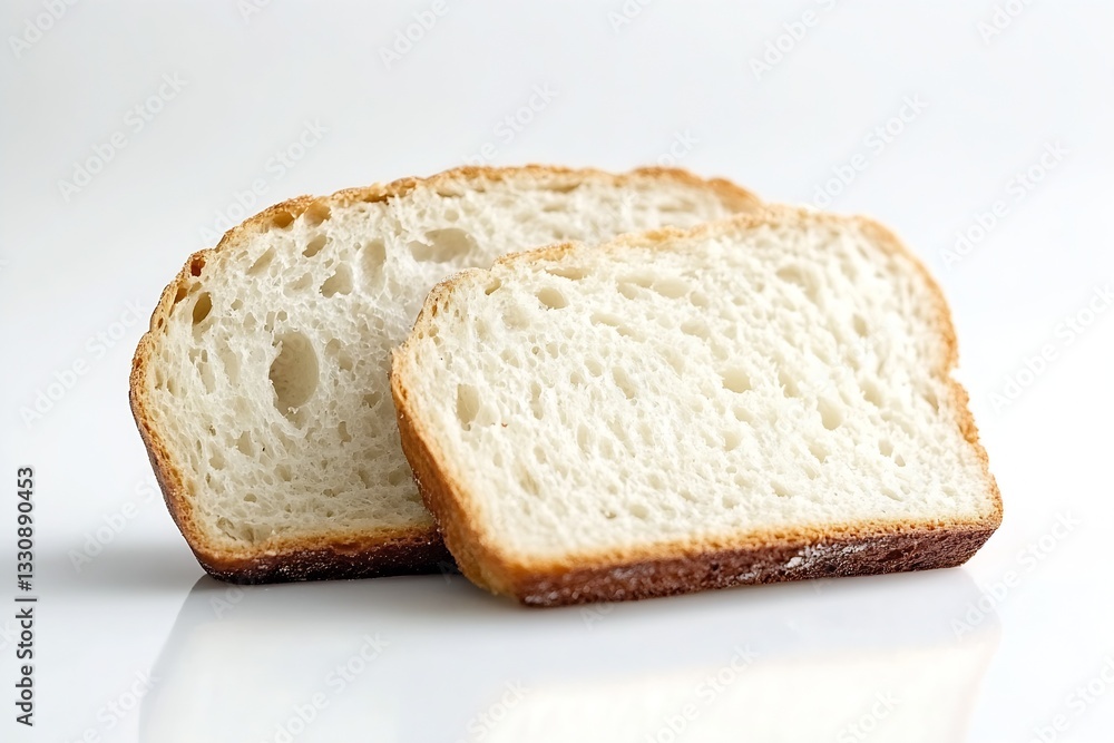 Poster thick slices of fresh white bread on a smooth surface showing soft texture : generative ai