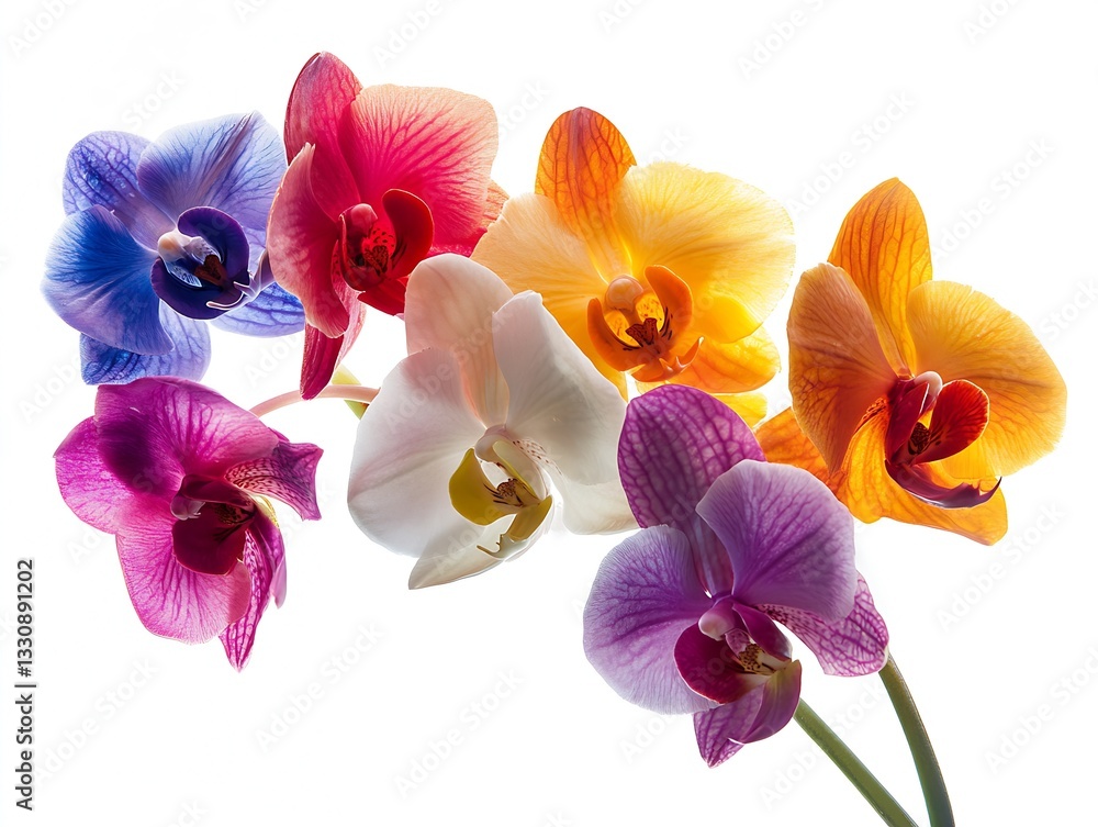 Aufkleber A vibrant array of colorful orchids in a stunning display showcasing nature's beauty and elegance : Generative AI