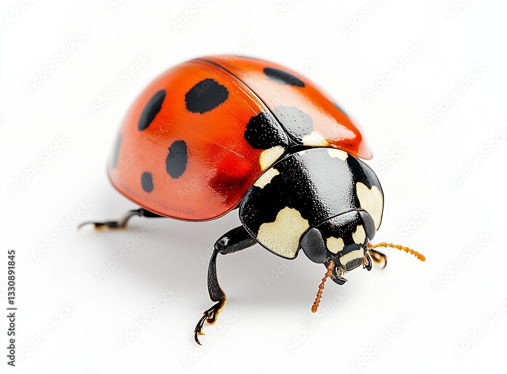 Poster Close-up depiction of a ladybug emphasizing its glossy shell and contrasting colors in an artistic presentation : Generative AI