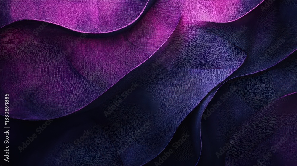 Poster abstract waves of purple and black fabric texture creating beautiful natural flow and depth with sof