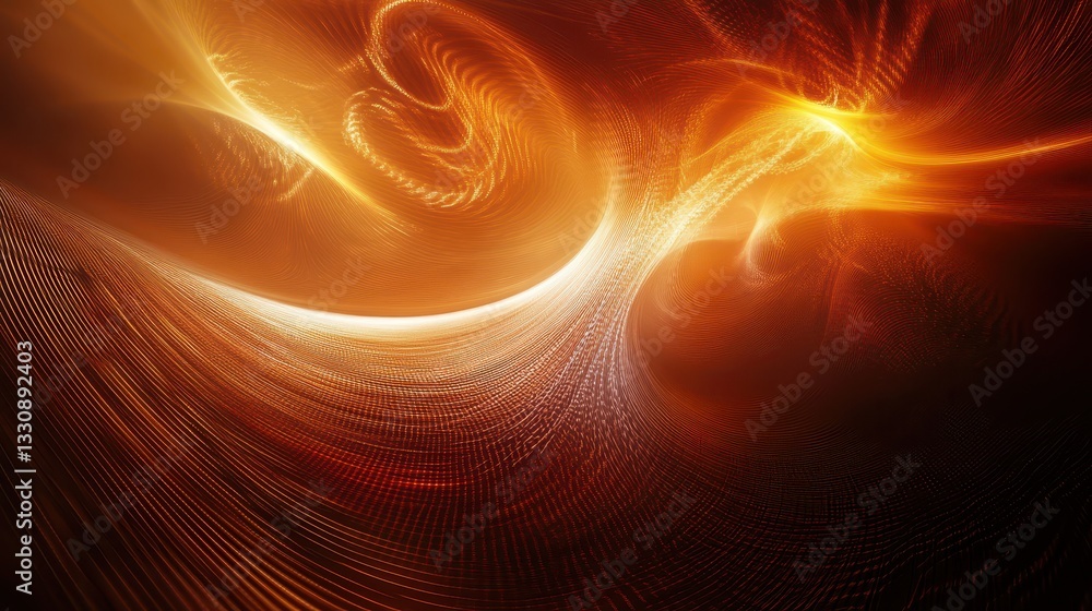 Aufkleber abstract flowing lines in vibrant orange and gold shades creating a dynamic energy effect ideal for 