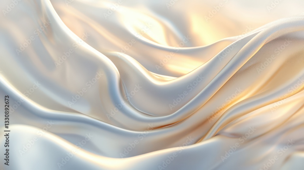 Aufkleber soft and elegant fabric drapery with gentle waves and subtle light reflections in creamy tones for a