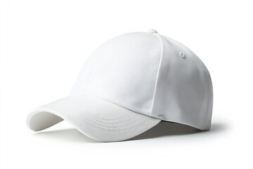 Fototapeta premium Elegant white baseball cap neatly located on a white background showcasing stylish and casual sports headwear : Generative AI