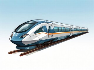 Naklejka premium an AI Image Generator, Modern High-Speed Train on Railway Tracks w