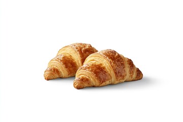 Freshly baked golden croissants on a white surface ready to be served for breakfast or brunch : Generative AI