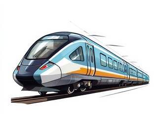 Naklejka premium an AI Image Generator, Modern High-Speed Train on Railway Tracks w