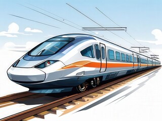 Naklejka premium an AI Image Generator, Modern High-Speed Train on Railway Tracks w