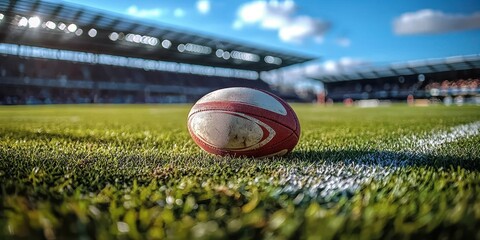 Rugby match highlights stadium sports photography green grass field close-up team spirit