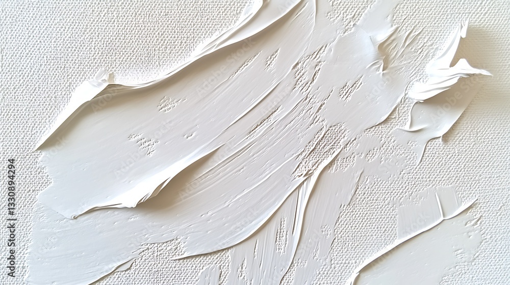 Poster artistic close-up of smooth white paint layers on textured canvas showcasing creative artistic trend