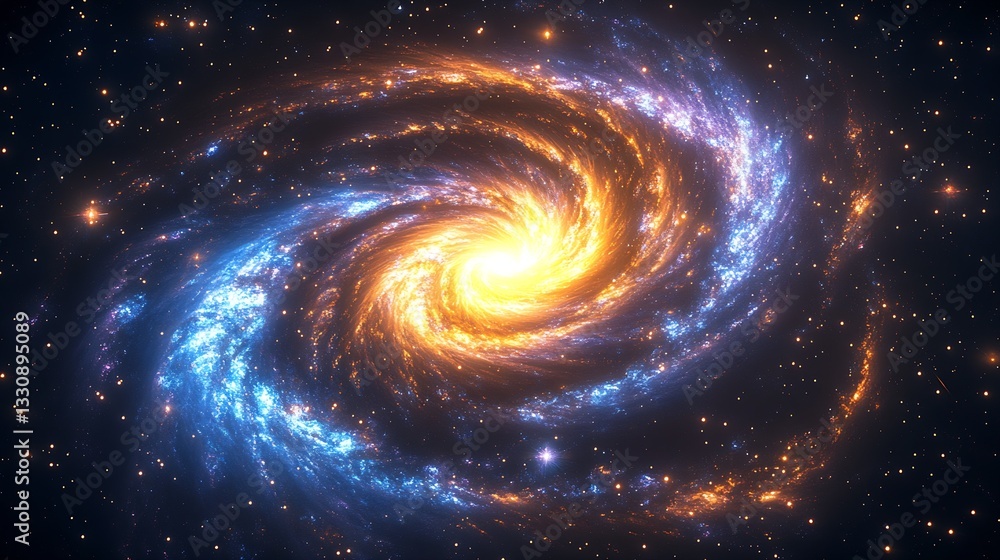 Aufkleber Dynamic colorful galaxy with swirling patterns in a starry universe : Generative AI